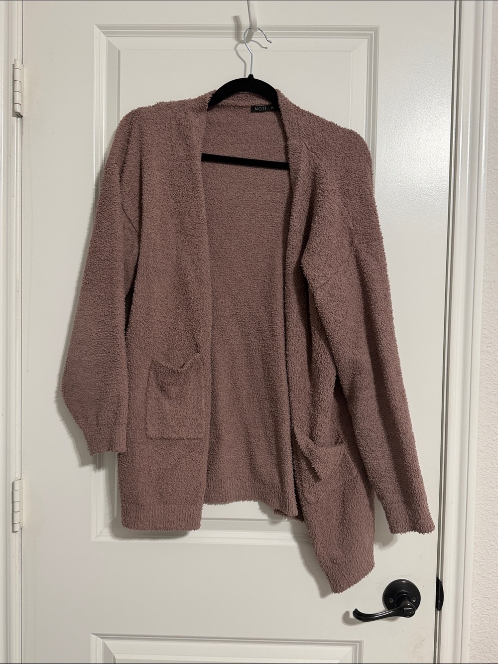 Cozy Open-Front Women's Cardigan Sweater - Mauve Pink